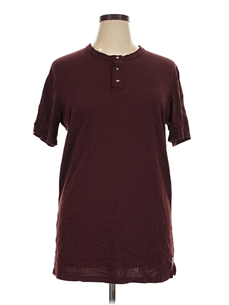 Pre-owned Reigning Champ Short Sleeve Top Burgundy Crew Neck Tops