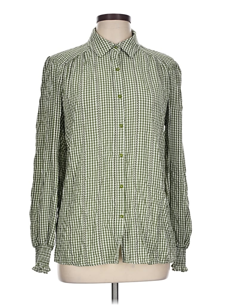 Pre-owned Max Studio Long Sleeve Button Down Shirt In Green