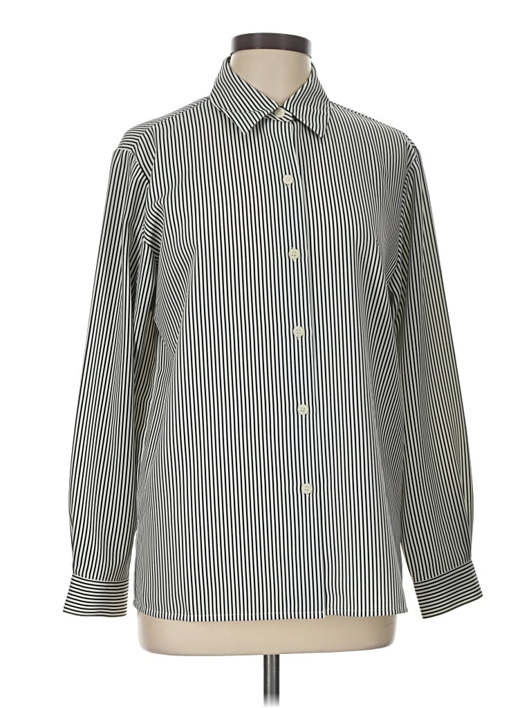 Pre-owned Josephine Chaus Long Sleeve Button Down Shirt In Gray
