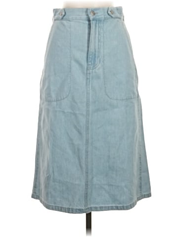 Madewell Denim Tab-Waist A-Line Midi Skirt in Lynnhaven Wash (view 1)