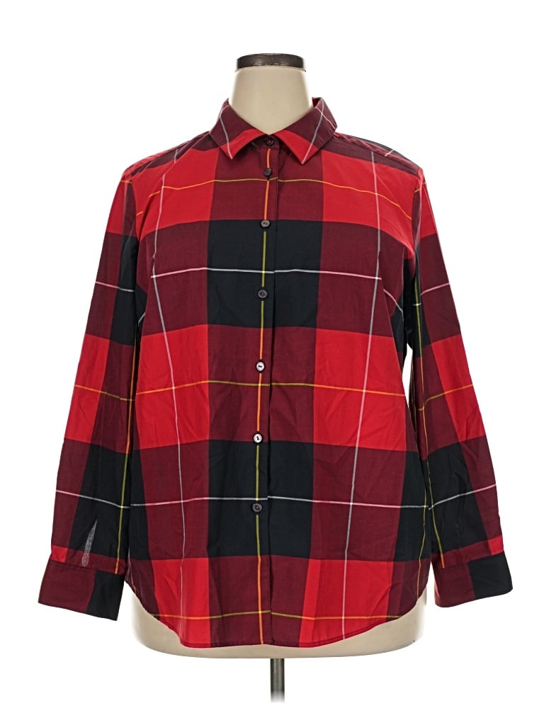 Pre-owned Foxcroft Long Sleeve Button Down Shirt In Red