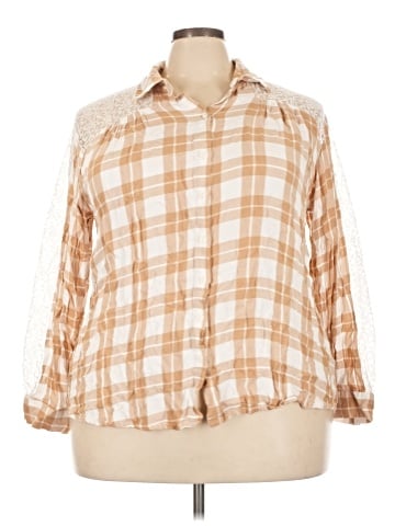 Roaman's 3/4 Sleeve Button-Down Shirt (view 1)