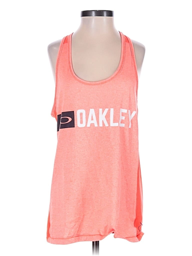 Pre-owned Oakley Tank Top Orange Halter Neckline Tops