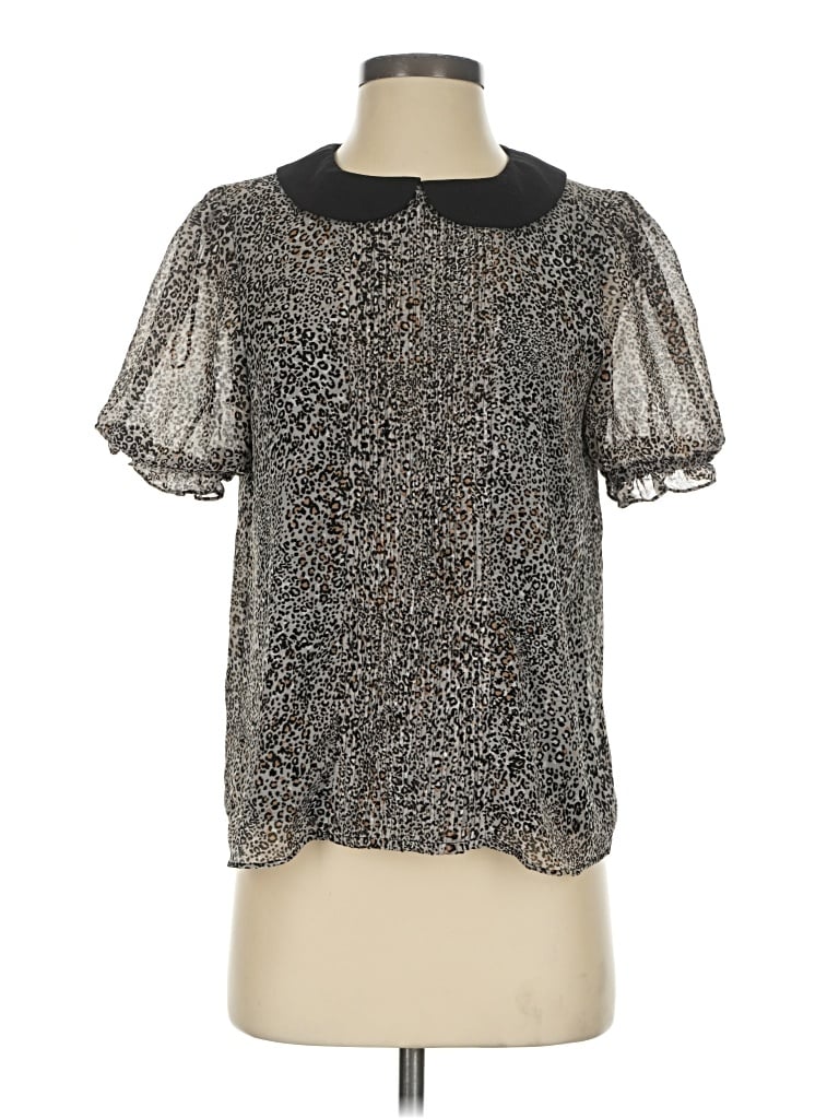 Pre-owned Cece Short Sleeve Blouse In Silver