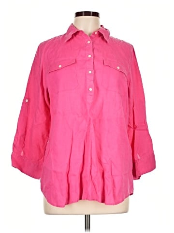 Lauren by Ralph Lauren 3/4 Sleeve Button-Down Shirt (view 1)