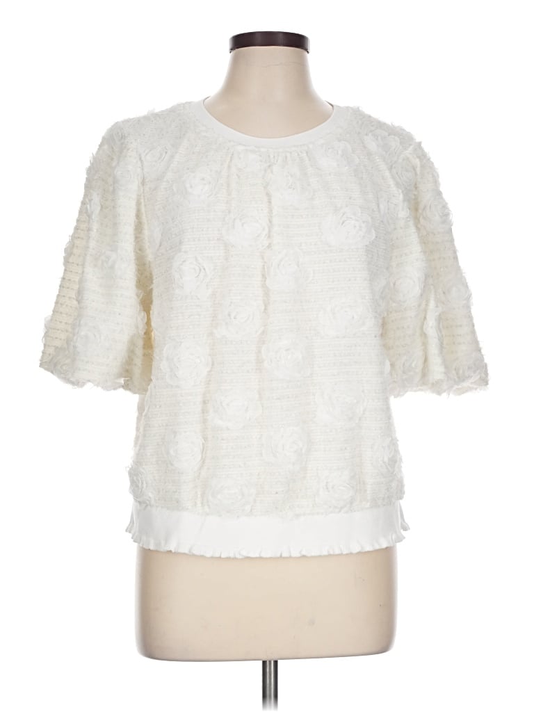 Pre-owned Voy Short Sleeve Blouse In Ivory