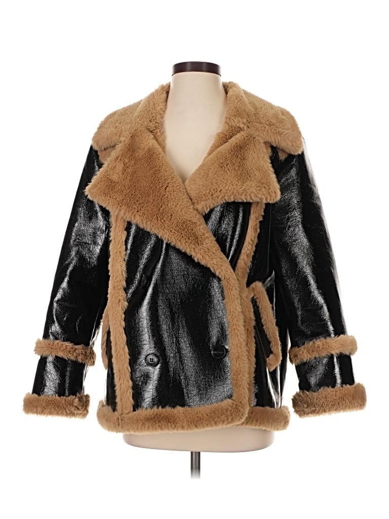 Pre-owned French Connection Faux Fur Jacket In Brown