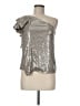 Karen Millen 100% Polyester Metallic Silver Sleeveless Blouse Size 6 - photo 1