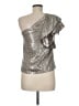 Karen Millen 100% Polyester Metallic Silver Sleeveless Blouse Size 6 - photo 2