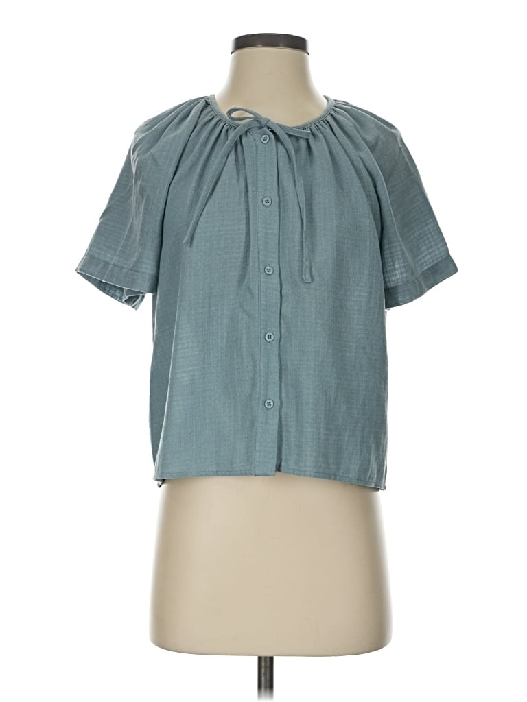 Pre-owned All:row Short Sleeve Blouse In Teal