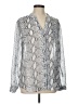 Kut from the Kloth 100% Polyester Animal Print Snake Print White Silver Long Sleeve Blouse Size L - photo 1