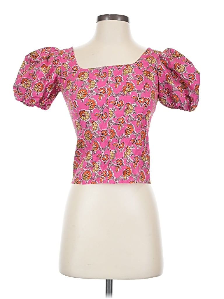 Pre-owned J.crew Collection Short Sleeve Blouse In Pink