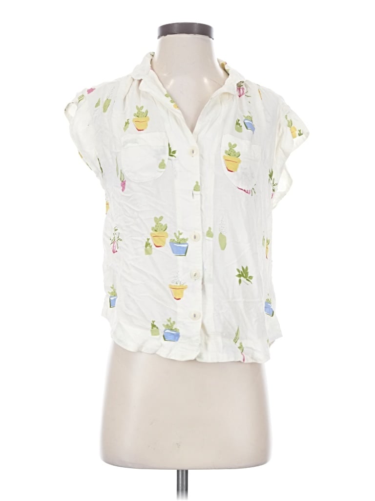 Pre-owned Maeve Short Sleeve Blouse In White