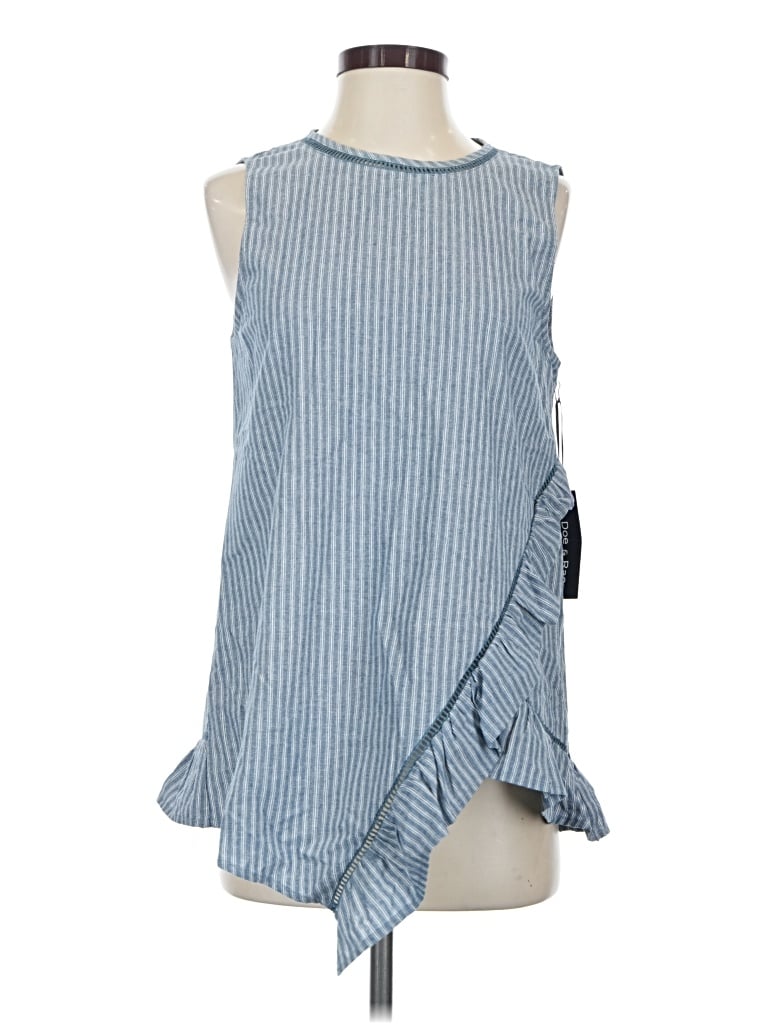 Pre-owned Doe & Rae Sleeveless Top Blue One Shoulder Neckline Tops