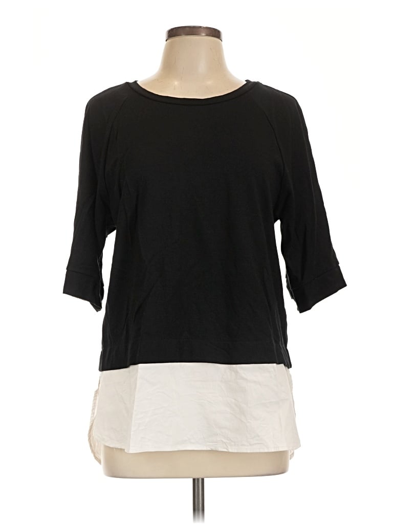 Pre-owned Bobeau 3/4 Sleeve Top Black Boatneck Tops