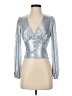 Flat White Metallic Silver Long Sleeve Blouse Size XXS - photo 1