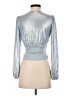Flat White Metallic Silver Long Sleeve Blouse Size XXS - photo 2