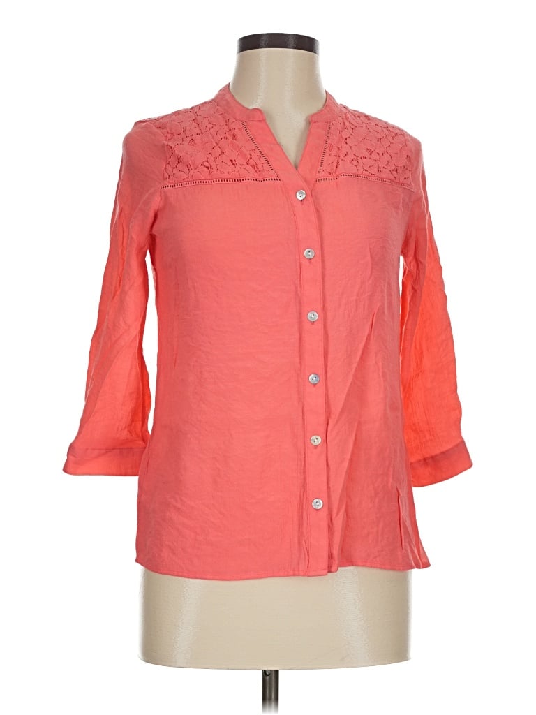Pre-owned Studio Works 3/4 Sleeve Button Down Shirt In Orange