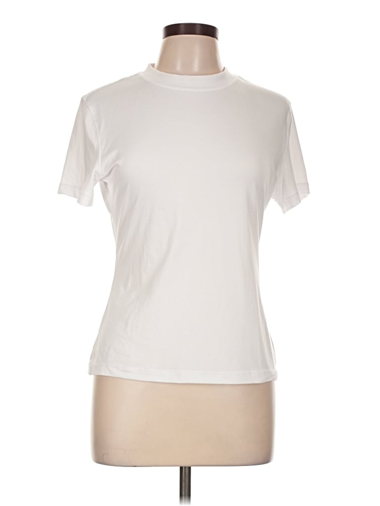 Pre-owned 7 Diamonds Short Sleeve Top Ivory Mock Neckline Tops