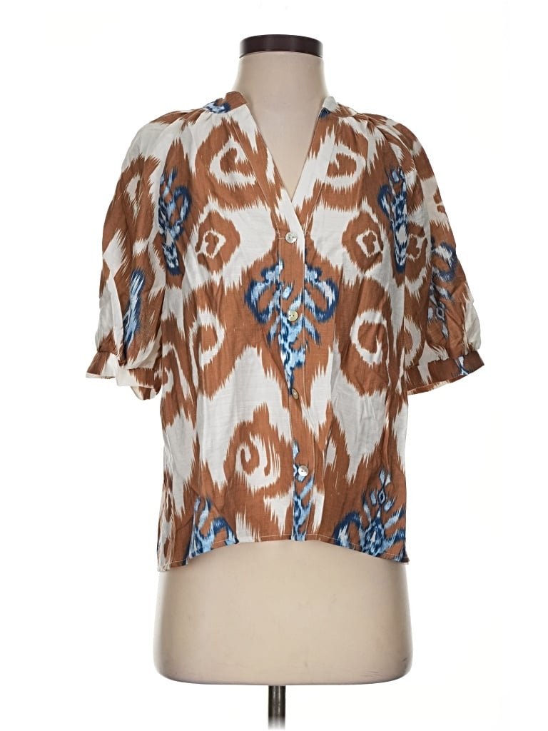 Pre-owned Thml Short Sleeve Blouse In Brown