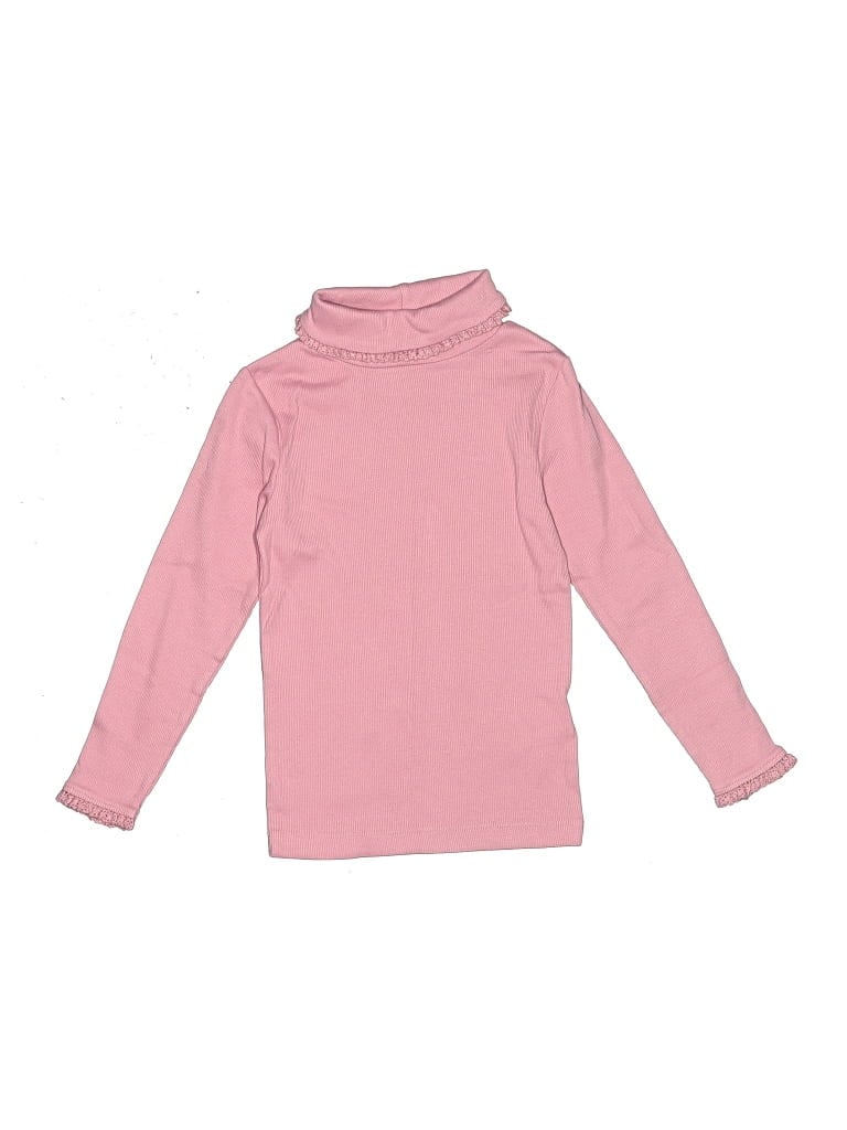 Pre-owned Mini Boden Kids' Long Sleeve Top Pink Turtleneck Tops