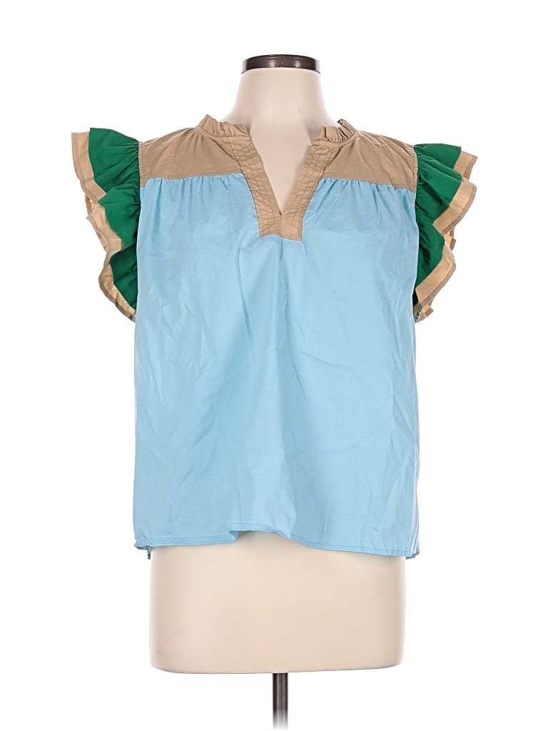 Pre-owned Voy Sleeveless Blouse In Blue