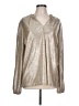 Ann Taylor LOFT 100% Polyester Metallic Silver Long Sleeve Blouse Size L - photo 1