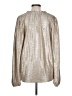 Ann Taylor LOFT 100% Polyester Metallic Silver Long Sleeve Blouse Size L - photo 2
