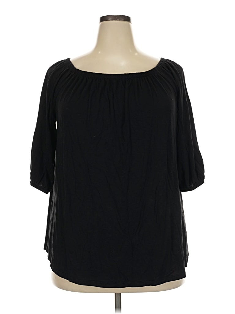 Pre-owned Lane Bryant Outlet 3/4 Sleeve Blouse In Black
