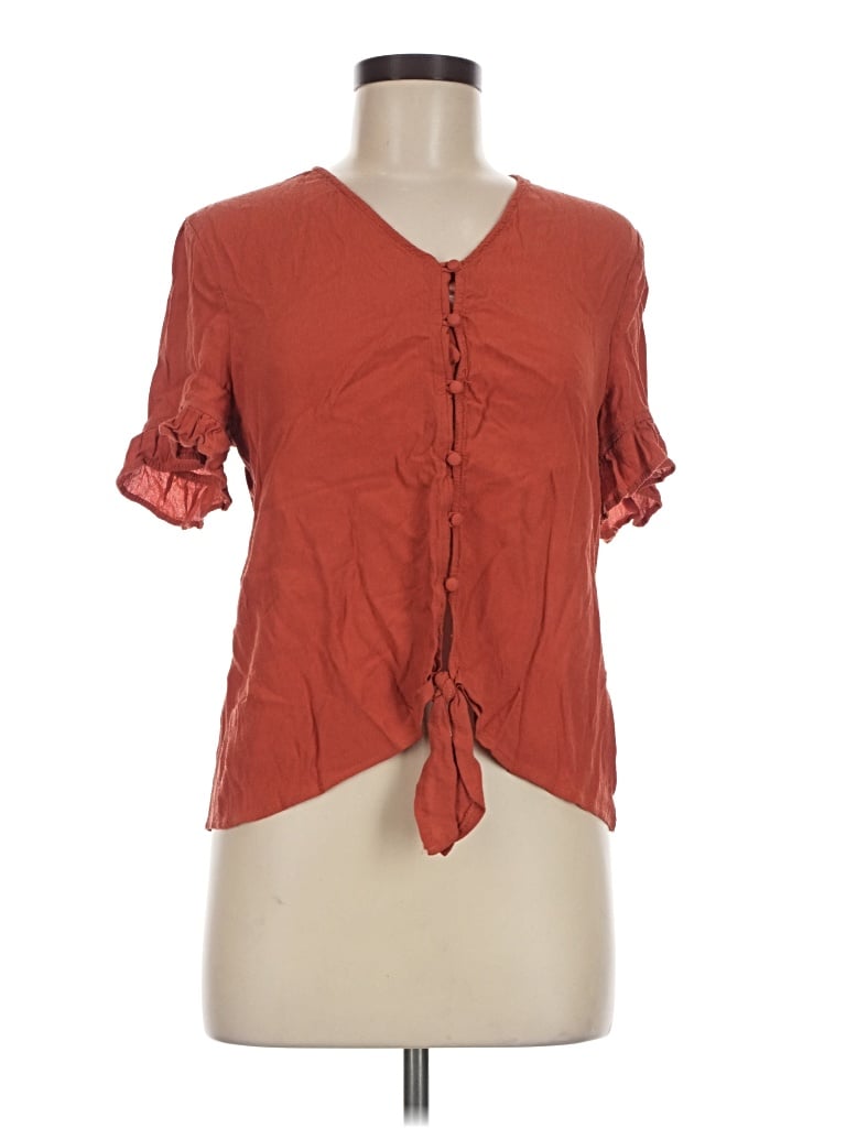 Pre-owned Blue Rain Short Sleeve Blouse In Orange