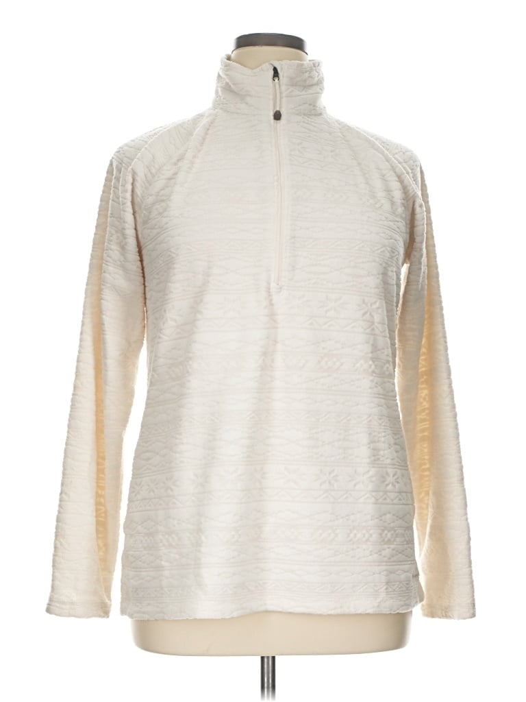 Pre-owned Eddie Bauer Fleece Jacket In Ivory