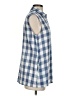 Shana Checkered-gingham Blue Sleeveless Button-Down Shirt Size S - photo 5
