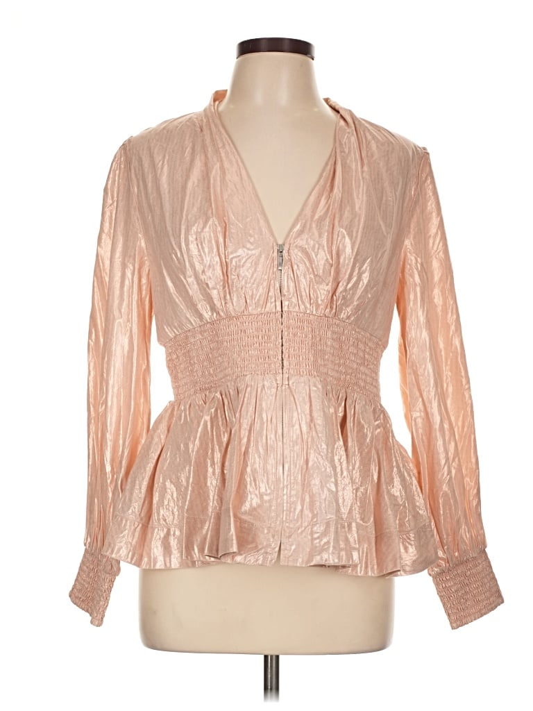 Pre-owned Maeve Long Sleeve Blouse In Tan