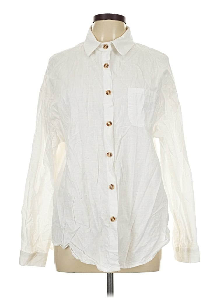 Pre-owned Hotouch Long Sleeve Button Down Shirt In Ivory