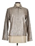 Chico's 100% Leather Metallic Silver Leather Jacket Size Med (1) - photo 1