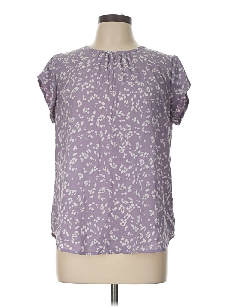 Pre-owned Monday Fun Short Sleeve Blouse In Purple