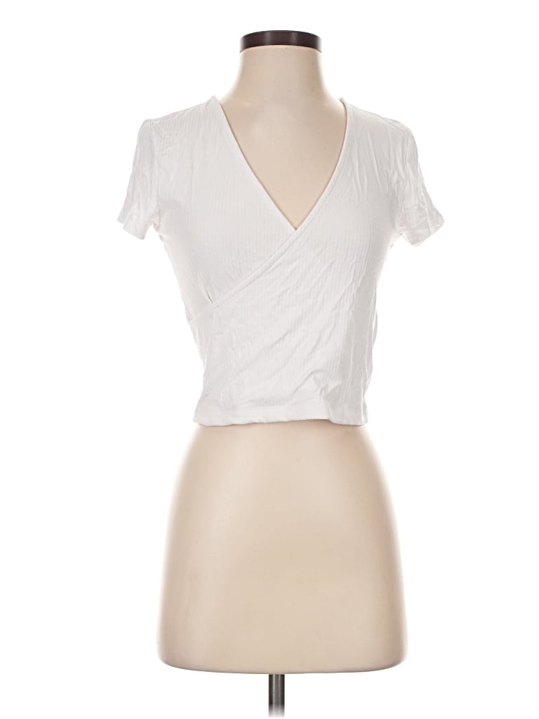 Pre-owned Lascana Short Sleeve Top White Sweetheart Neckline Tops
