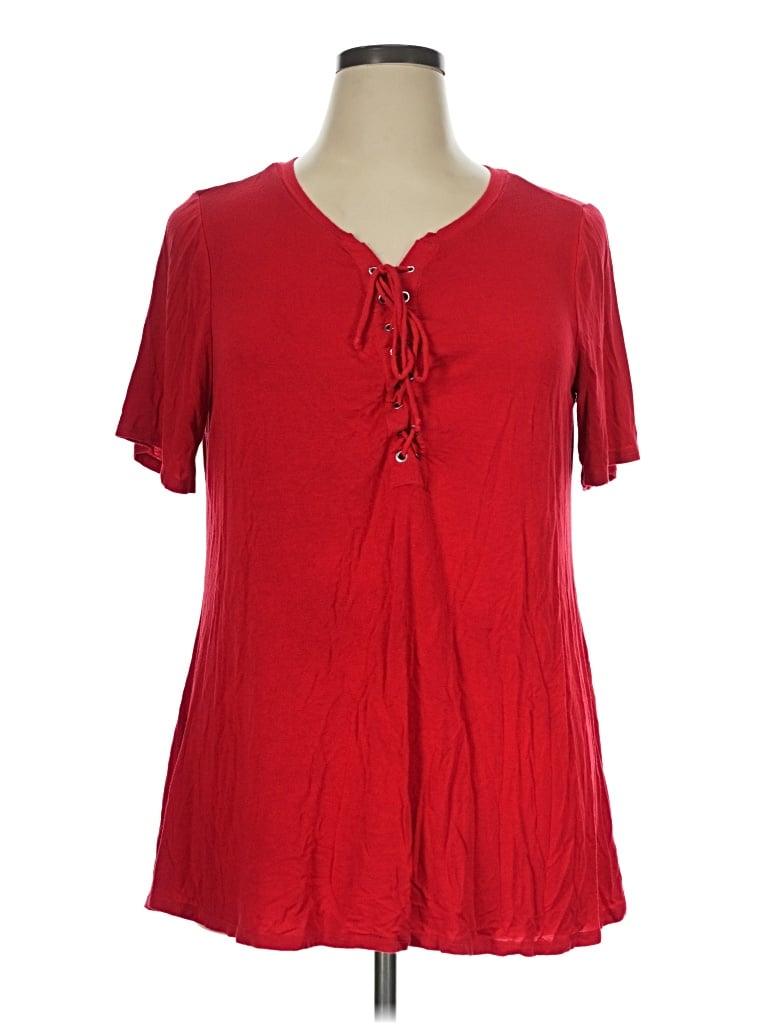 Pre-owned Signature Studio Short Sleeve Blouse In Red