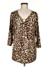 Ruby Rd. Animal Print Brown 3/4 Sleeve Blouse Size M - photo 1