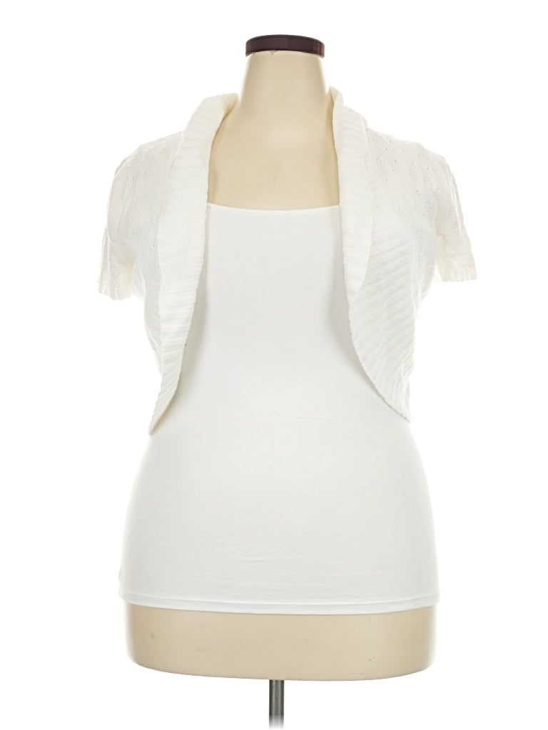 Pre-owned Faded Glory Cardigan Sweater In White