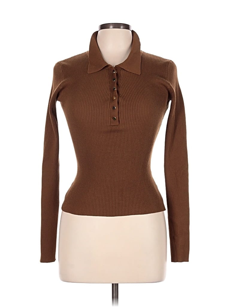 Pre-owned The Workshop Long Sleeve Polo Shirt In Brown