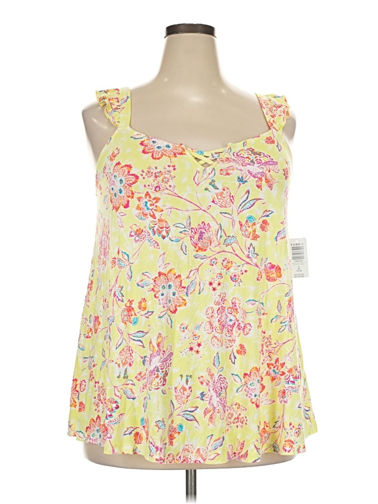 Pre-owned Torrid Tank Top Yellow Ruffles Neckline Tops