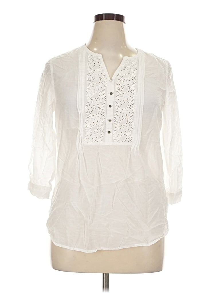 Pre-owned Coldwater Creek 3/4 Sleeve Blouse In Ivory