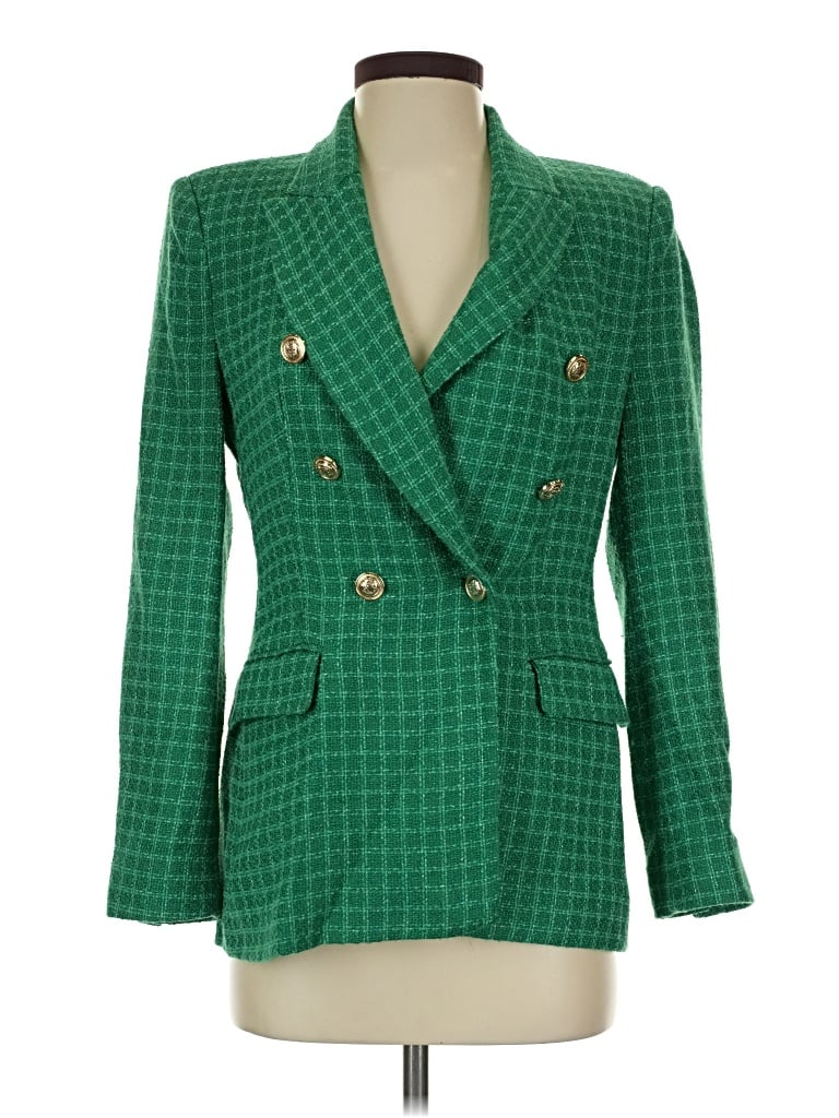 Pre-owned Zara Blazer Jacket In Green