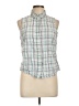 Basic Editions 100% Cotton Green Sleeveless Button-Down Shirt Size L - photo 1