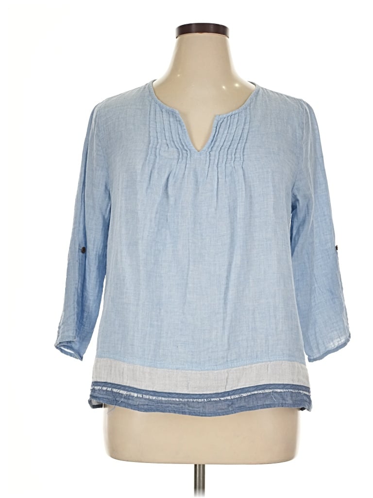 Pre-owned Multiples 3/4 Sleeve Blouse In Blue