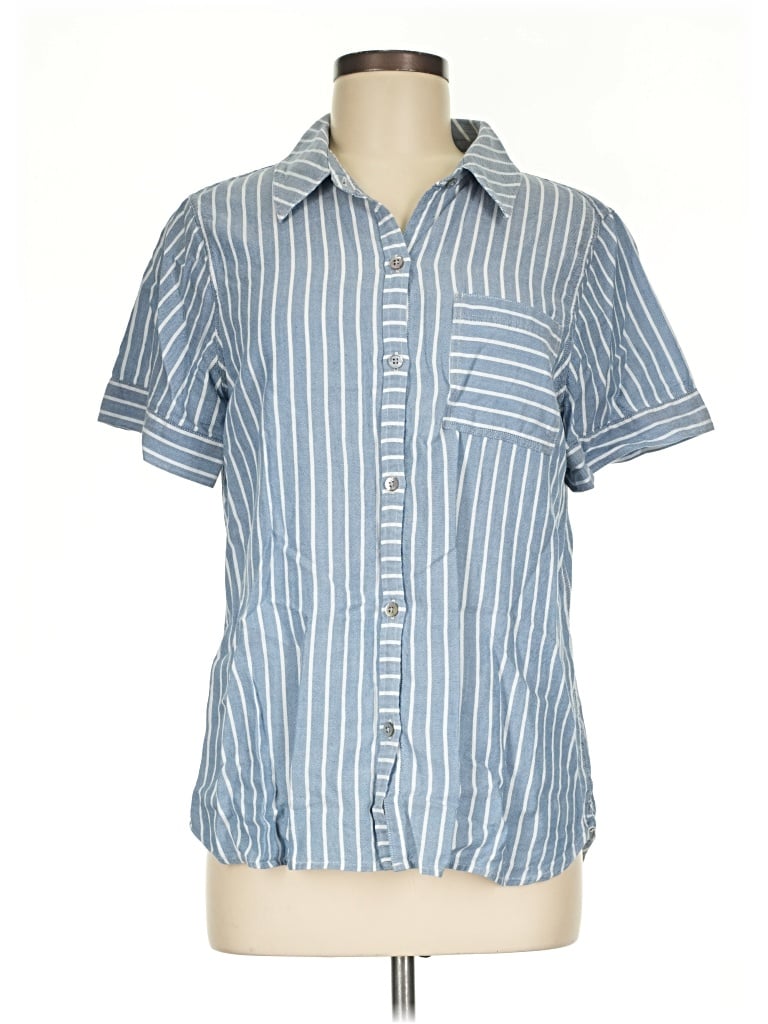 Pre-owned Faherty Short Sleeve Button Down Shirt In Blue