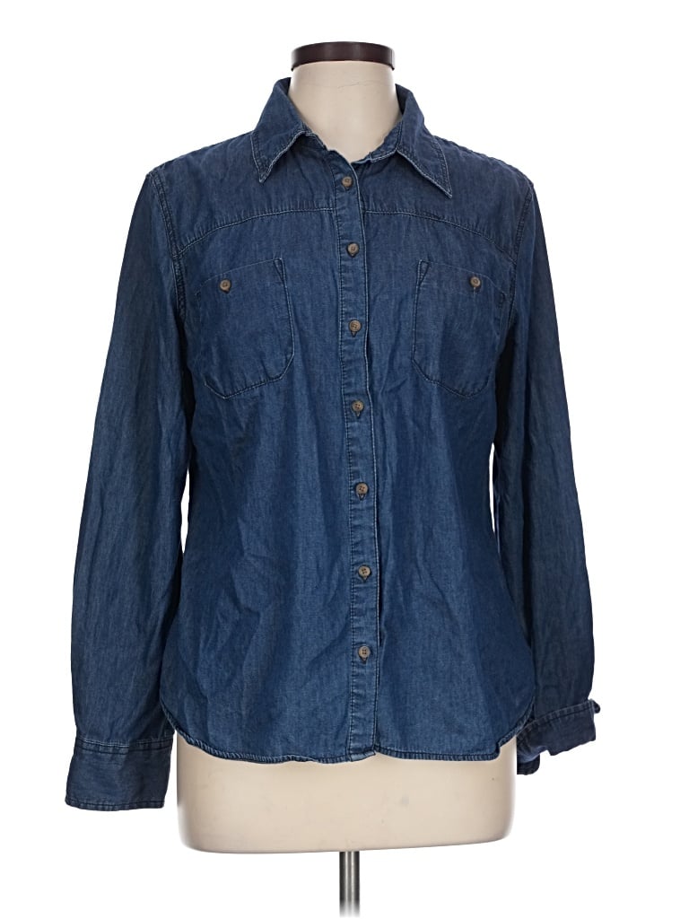 Pre-owned Merona Long Sleeve Button Down Shirt In Blue