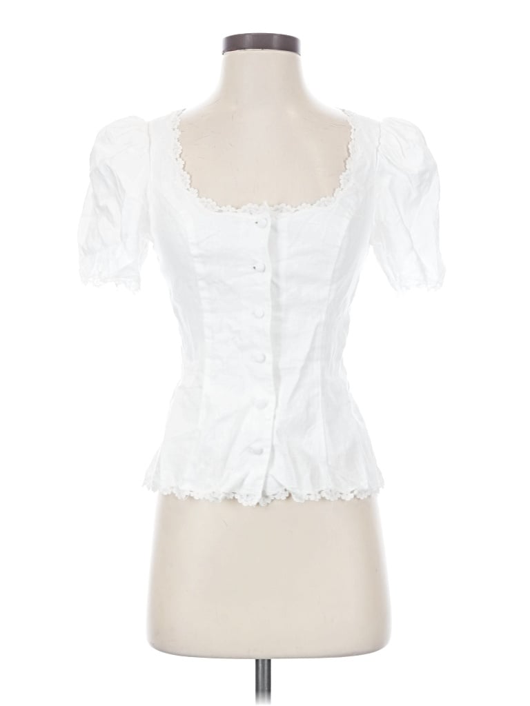 Pre-owned Reformation Short Sleeve Blouse In White