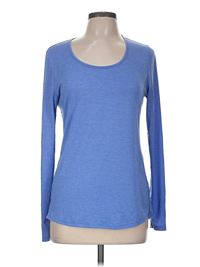 Pre-owned Lucy Long Sleeve Top Blue Scoop Neck Tops